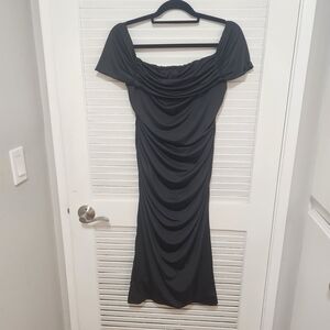 Amazon Black Ruched Midi Dress